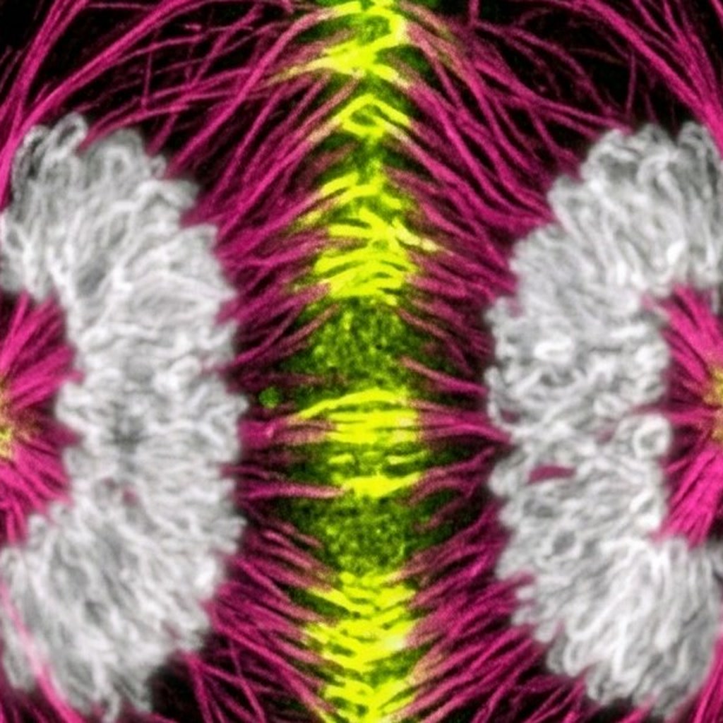 Mitotic spindle under fluorescence microscope
